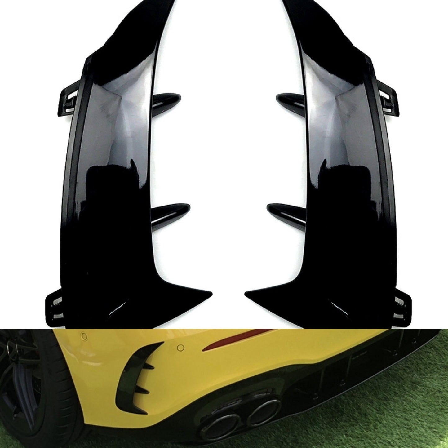 Black Rear Splitter Canard Fins Fit for Mercedes Benz A Class W177 Hatchback