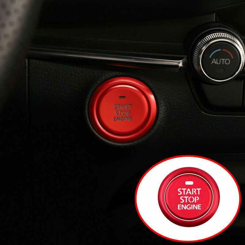 Red Interior Engine Start Push Button Cover&Ring Trim 2pc for Mazda 3 2019-2022
