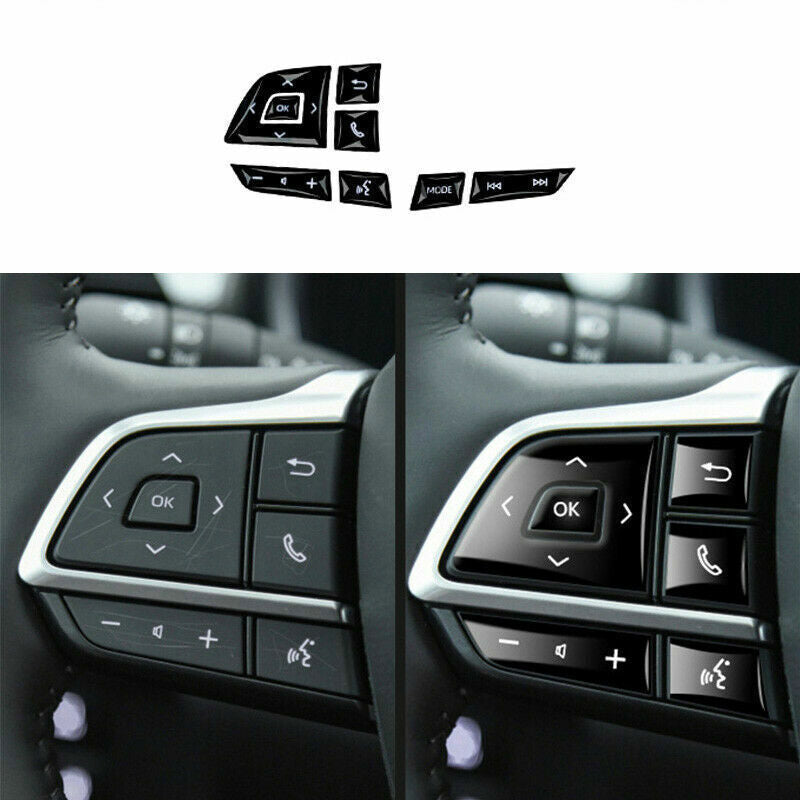 8p for Toyota Highlander 2020-2022 Black Steering Wheel Button Frame decor Trim