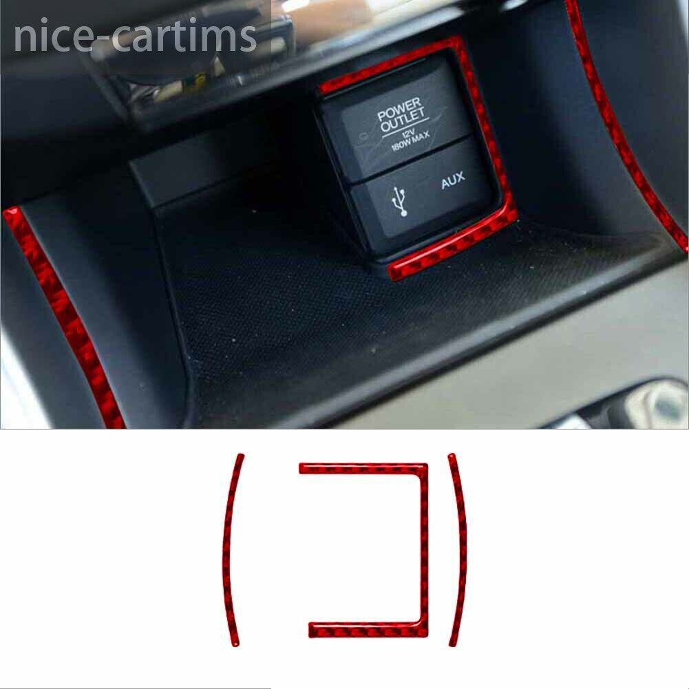 Red Carbon Fiber Interior Cigarette Lighter Panel Cover for Honda Accord 2013-17