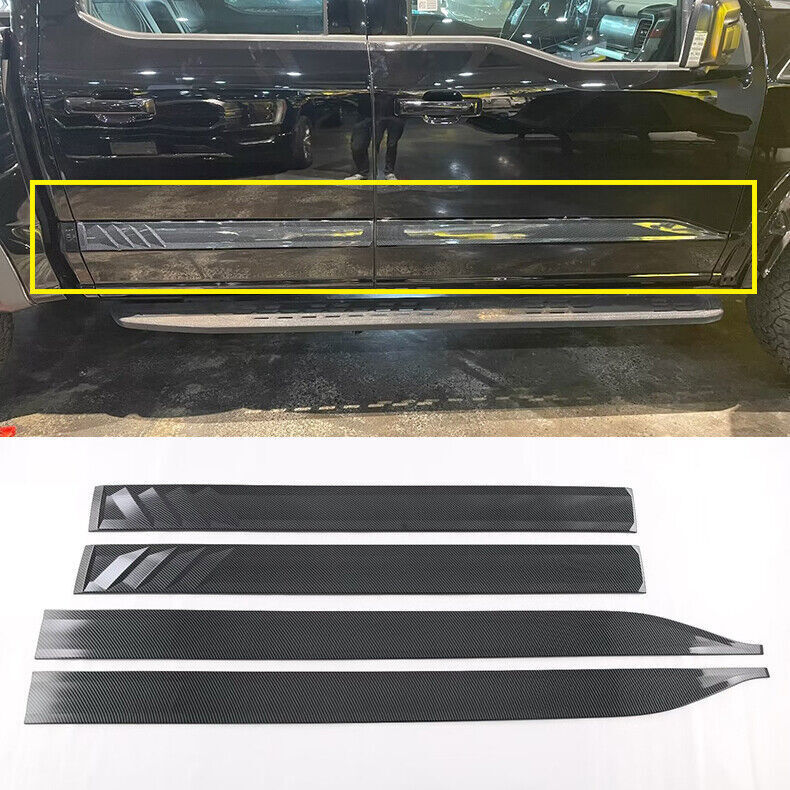 for Ford F150 2021-2023 Carbon Fiber Look Side Door Body Guard Strip Cover Trim
