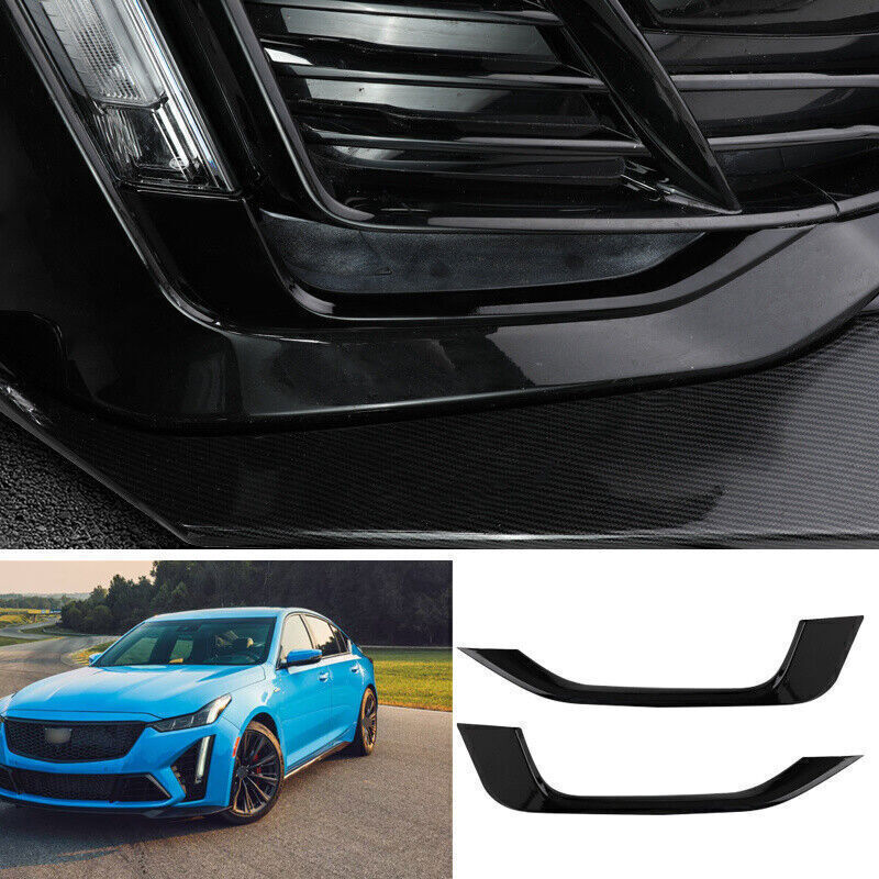 for Cadillac CT5 2020-24 Glossy Black Front Fog Light Lamp Spoiler Strip Trim 2X