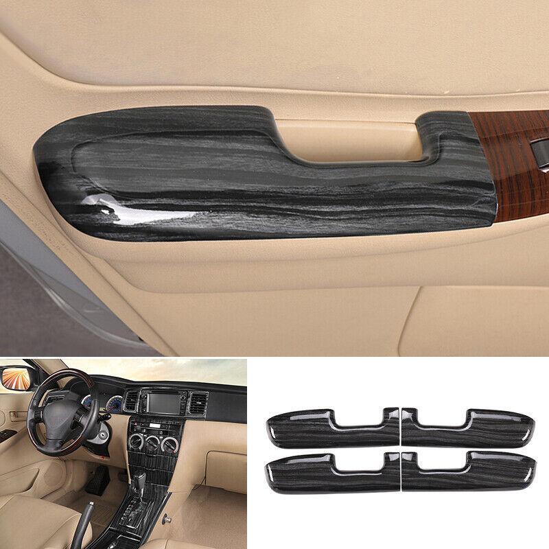 for Toyota for Corolla 2003-2008 Black Wood Grain Inner Door Armrest Cover Trim 4PC