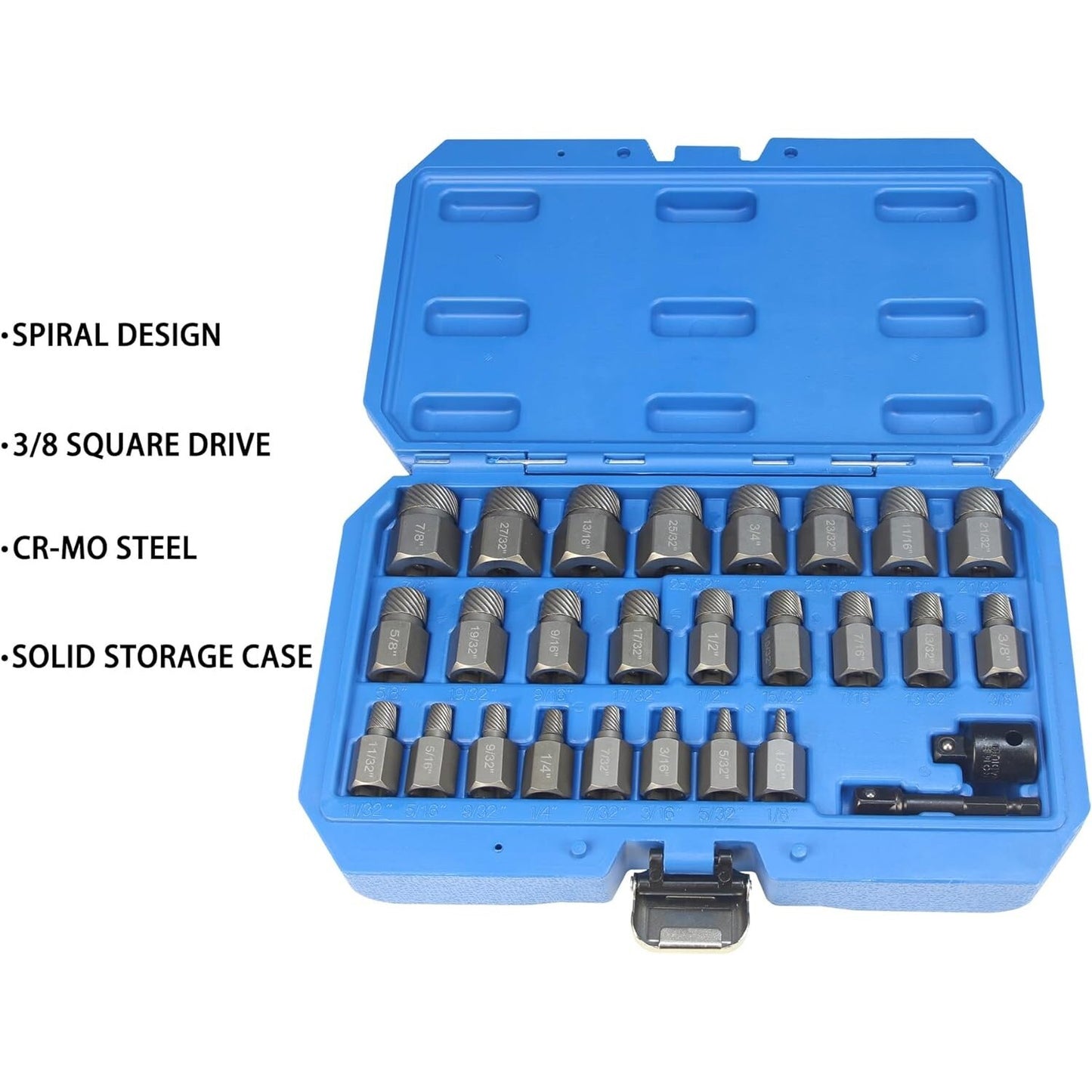 27-piece double-ended screw extractor kit, easy-to-extract bolt remover set,