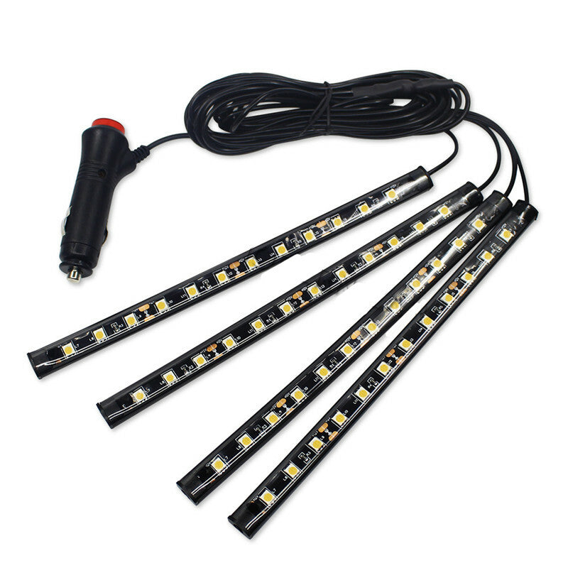 Car 12 LED Cigarette Lighter Decorative Atmosphere Light Strips Blue Neon Lamp