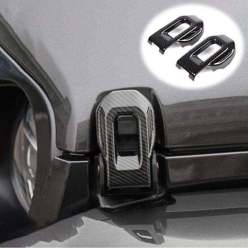 for Jeep for Wrangler JL 18-20 Engine Hood Anti-Theft Buckle Cover Trim Carbon Fiber