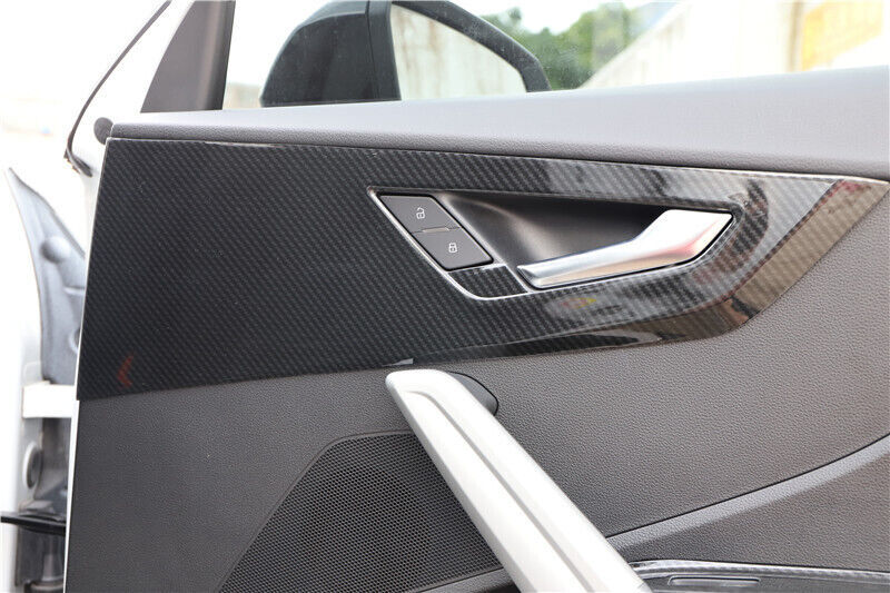 Car Inner Door Panel Cover Decor Trim 4 Fit for Audi Q2L 2018-2021 Carbon Fiber