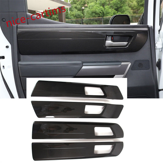 Carbon Fiber ABS Interior Door Handle Panel Decor Trim For Toyot@ Tundr@ 2022-24