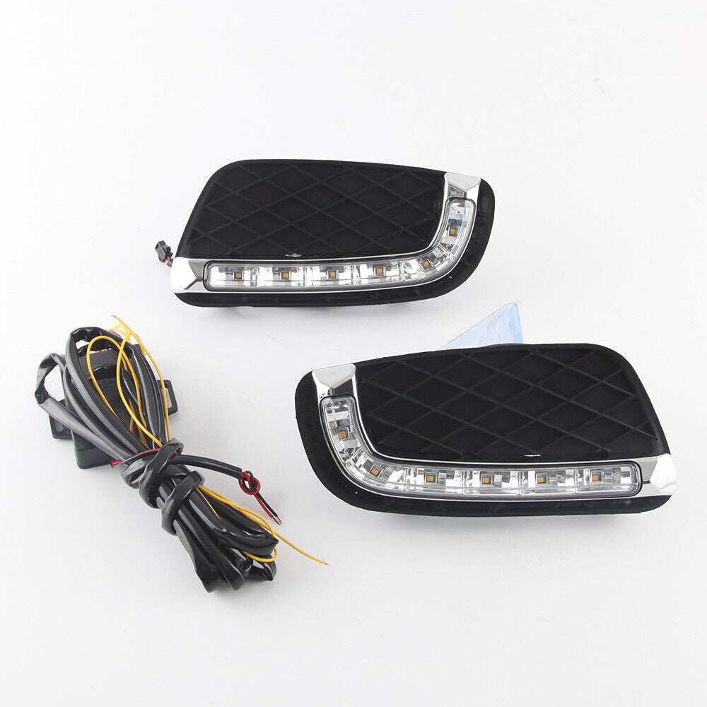 Fit for Benz for Smart Fortwo 2008-2011 Pair LED DRL Daytime Running Fog Light Lamp