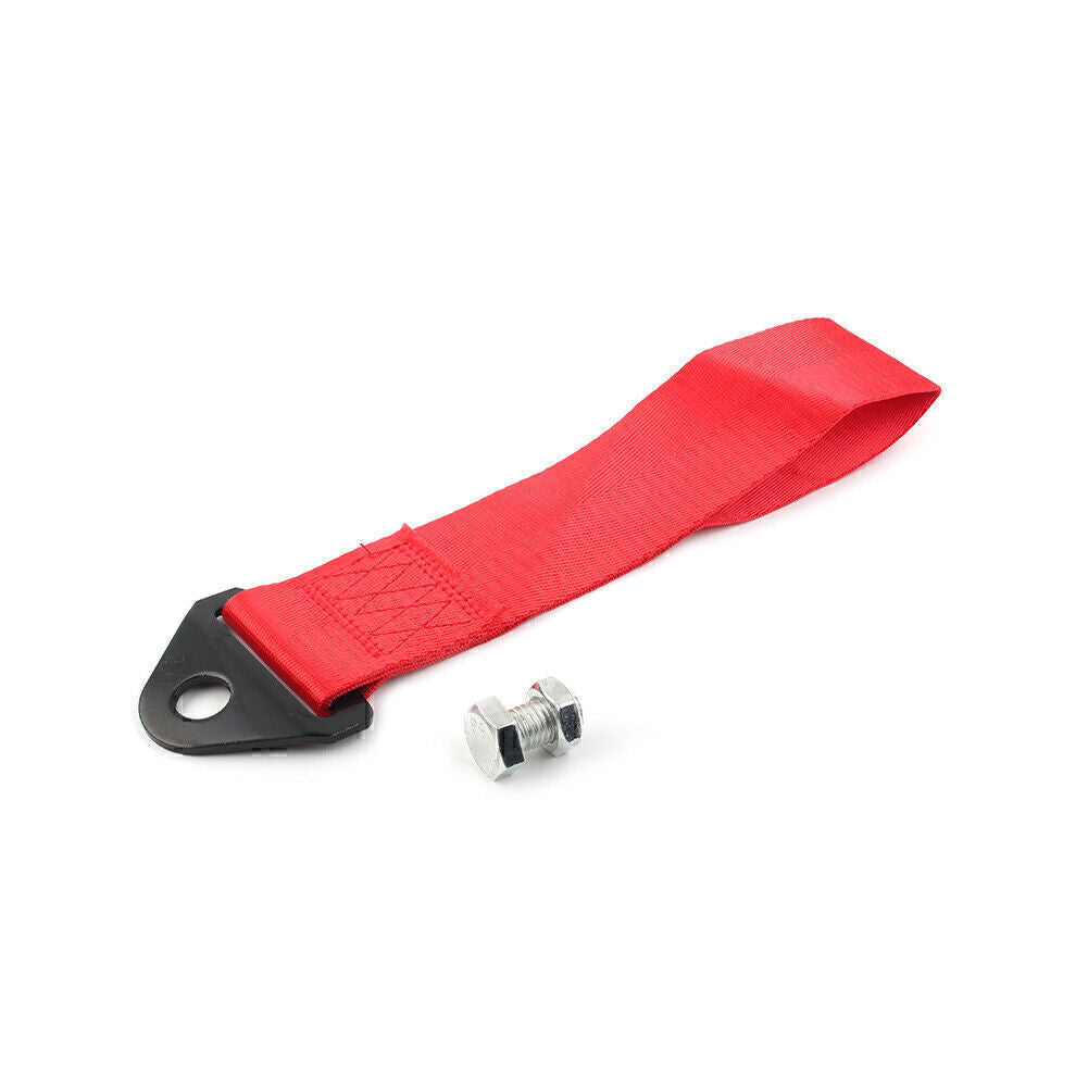 Racing Tow Towing Strap Belt Rope Rally Hook Universal Rear/Front Bumper Red