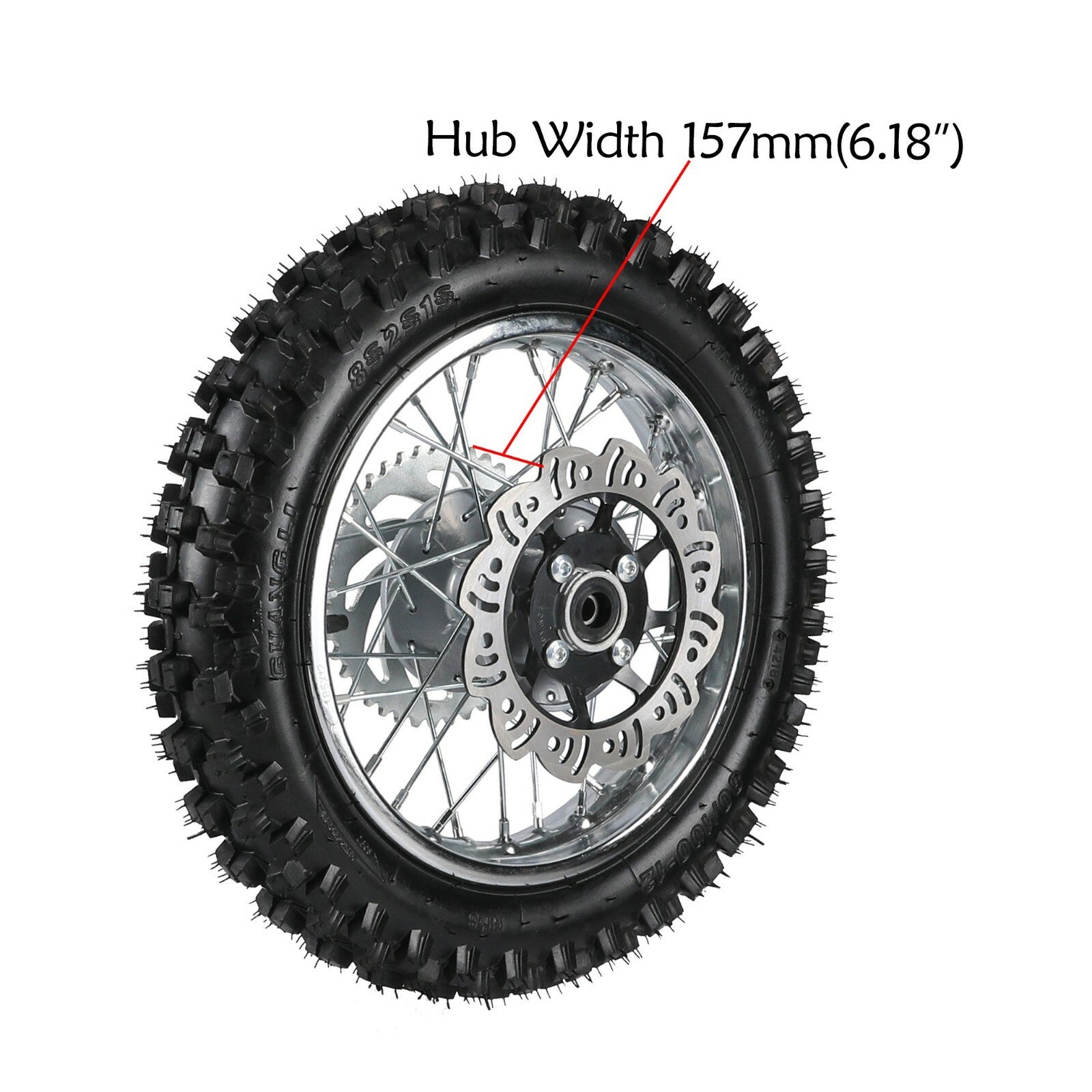 12 Rear Wheel 80/100-12 Tyre Rim 1.85x12 Sprocket Disc Pit Bike 125cc 110cc SSR