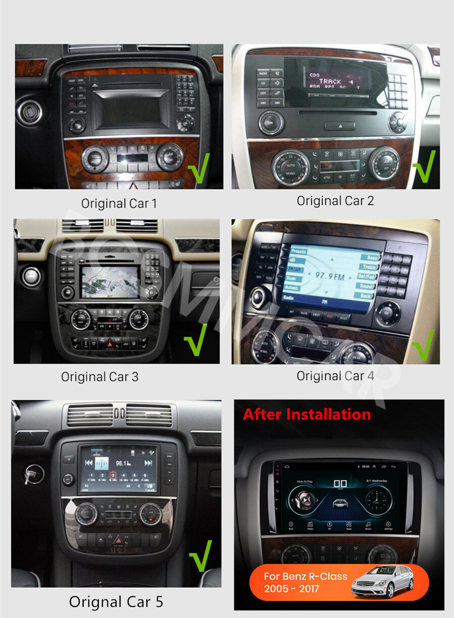 9'' Android 13 Car Stereo Radio Fit for Mercedes-Benz R-Class W251 2005-2017 Cam