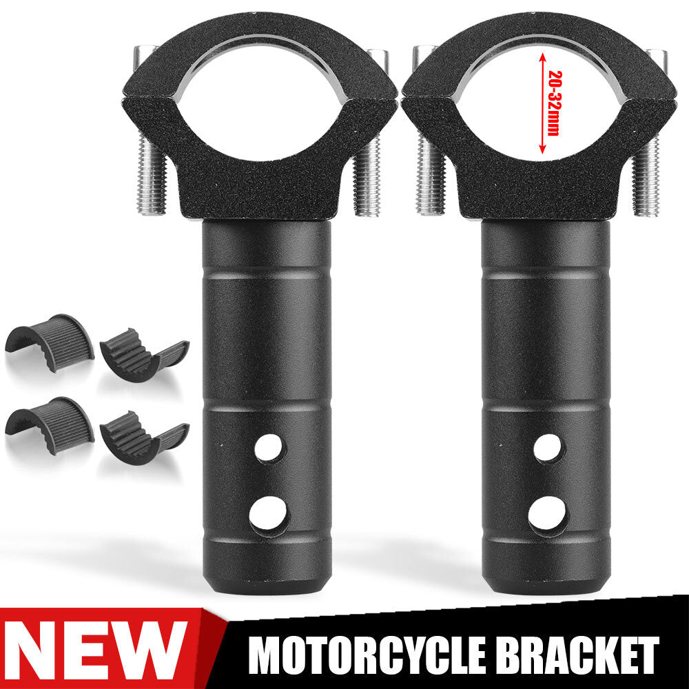 2X 20-35mm Motorcycle Mount Bracket Spot Headlight Fog Driving Fork Clamp Holder