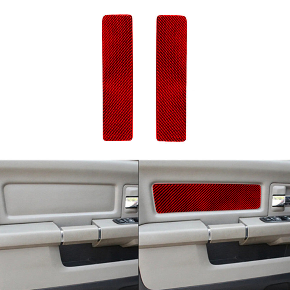 Red Carbon Fiber Front Door Side Panel Cover Trim for Dodge for Ram 1500 2009-2012