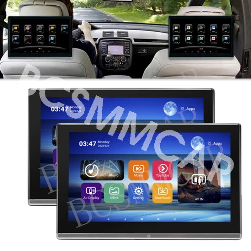 Android 11 Car Headrest Monitor Touch Screen Stereo Radio Video Player WIFI BT