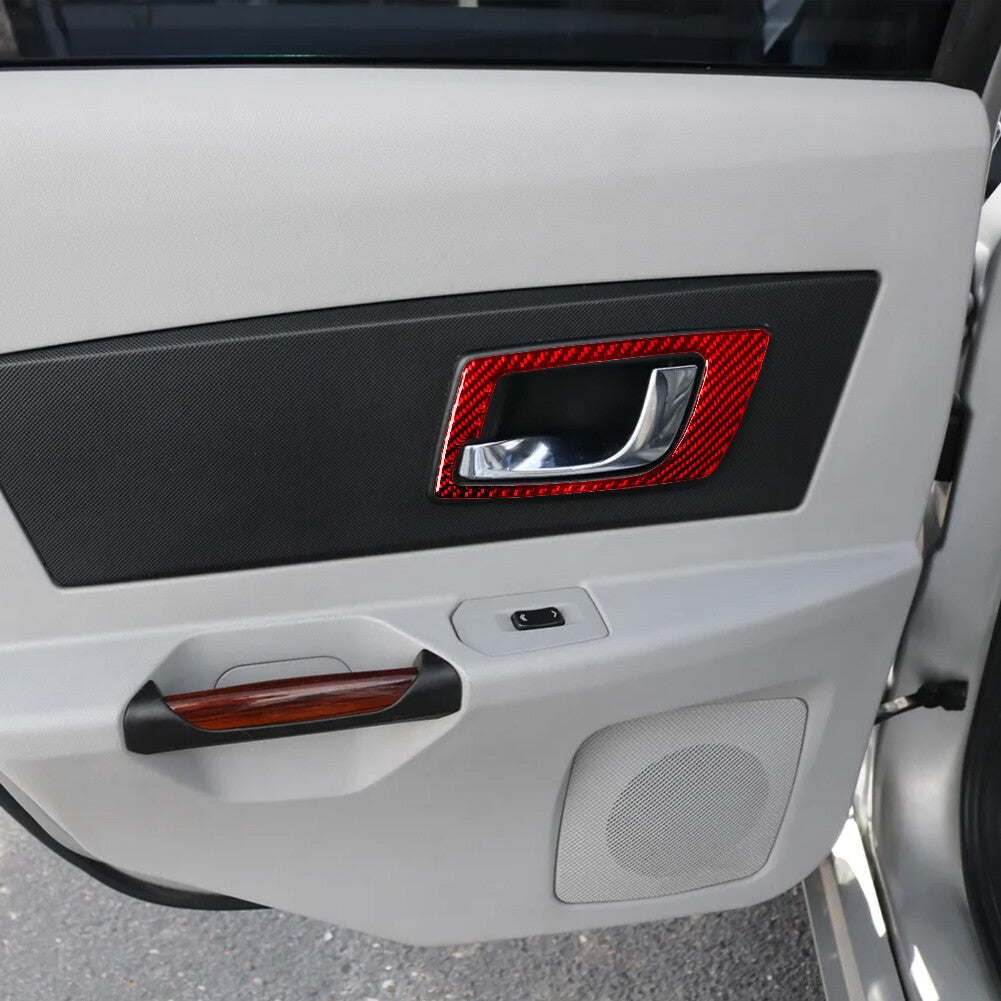 Red Interior Rear Door Handle Carbon Fiber Trim Cover for Cadillac CTS 2003-2007