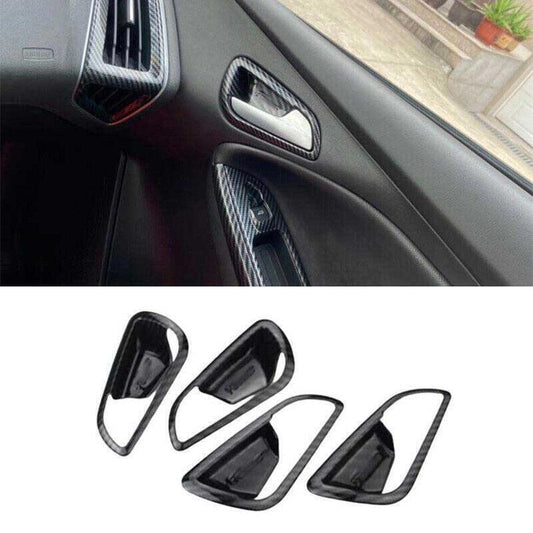 for Ford Focus ST RS 2012-14 Frame Trim Inner Door Handle Carbon Fiber Look 4PCS