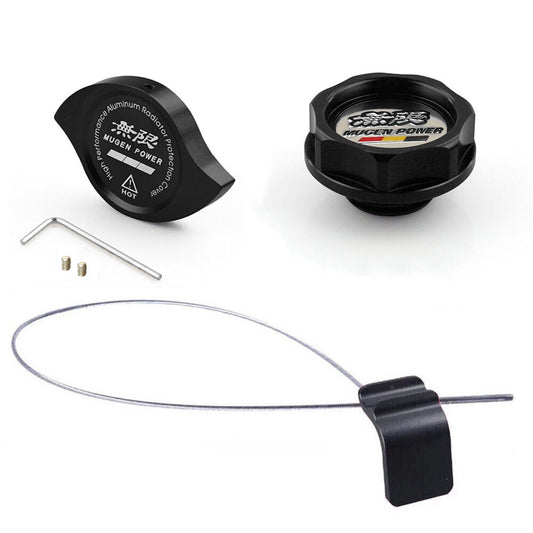 Oil Filler Cap+ Radiator Cap+ Oil Dipstick for Honda for Acura K20 K Series Black