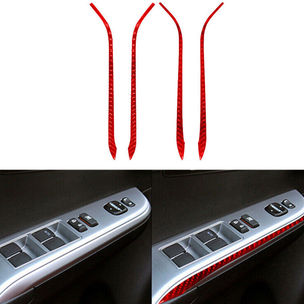 4x Red Carbon Fiber Car Window Lock Lift Panel Frame Trim for Toyota for Camry 12-14