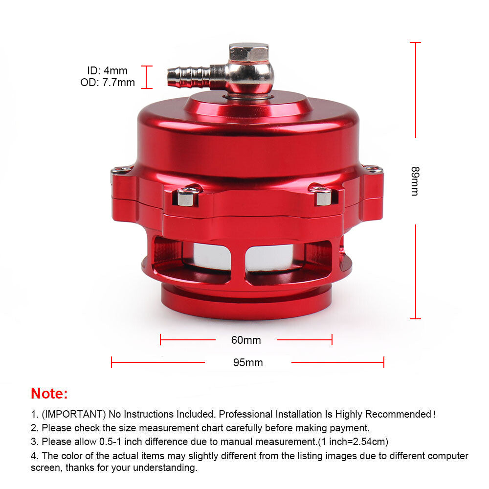 50mm Blow Off Valve BOV fits V-Band Flange Spring 0.4-1.3 Bar 35 PSI Red