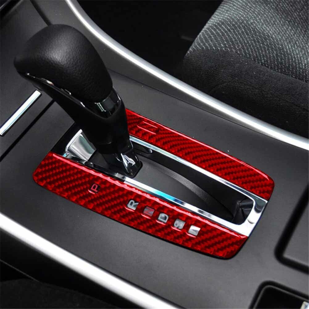 Red Carbon Fiber Inner Gear Shift Indication Panel Trim for Honda Accord 2013-17