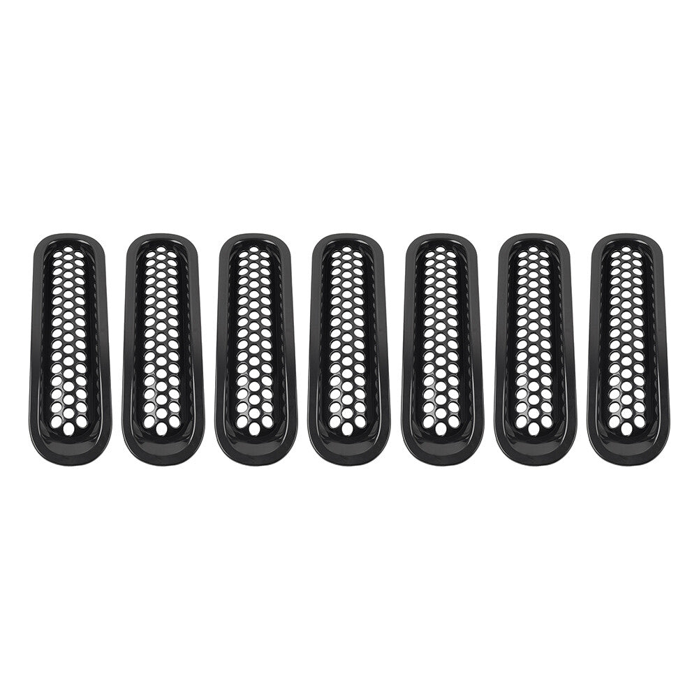 Front Insert Mesh Grille Trim Cover for Jeep for Wrangler JK 2007-2017 Black 7PCs US