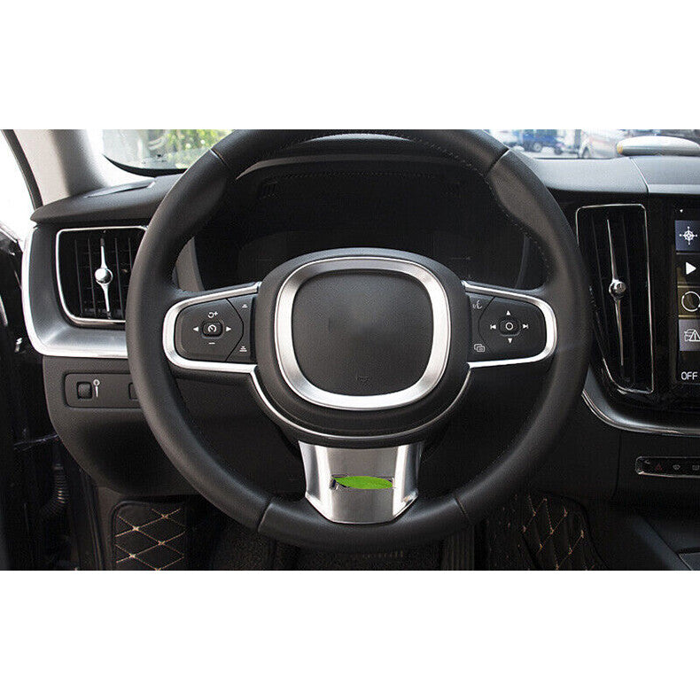 for Volvo S90 2017-2022 Silver Steering Wheel Button molding decor Cover Trim 2x