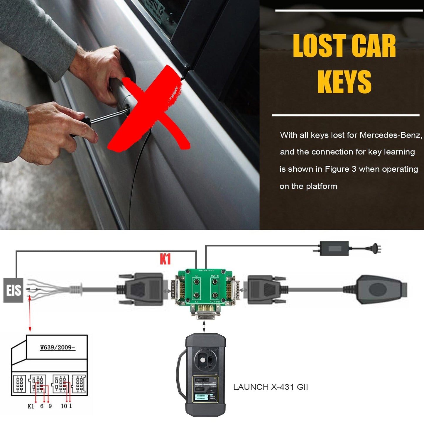 Launch X431 MCU3 Adapter for X-PROG3 GIII for Benz Used for Pro5/Pros/Pro3 PAD V