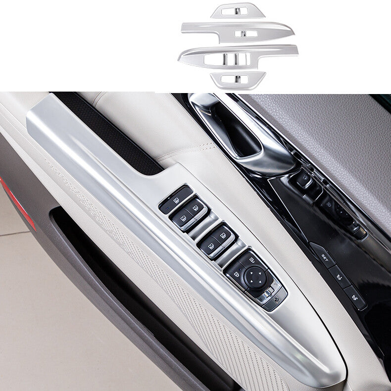 for Kia Carnival 2022-2023 Silver Car Window Lift Switch Lock Panel Cover Trim