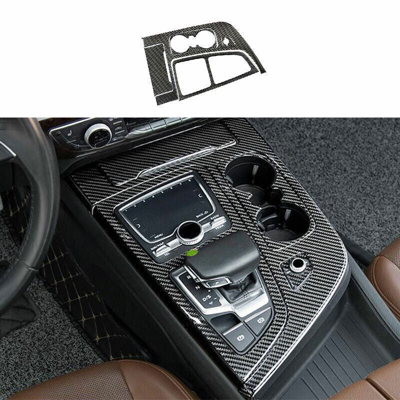for Audi Q7 2016-19 Real Carbon Fiber Gear Box ShiftCup Holder Panel Cover Trim