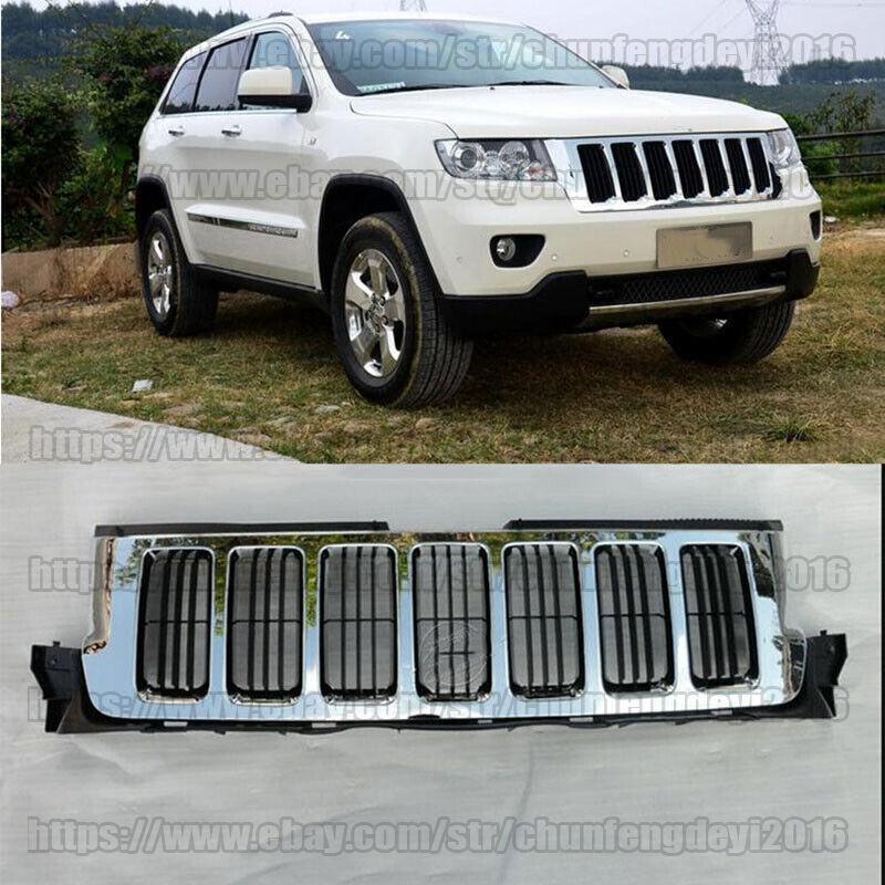 Grille For 2011-2013 for Jeep Grand Cherokee Chrome Shell w/ silver Insert Plastic
