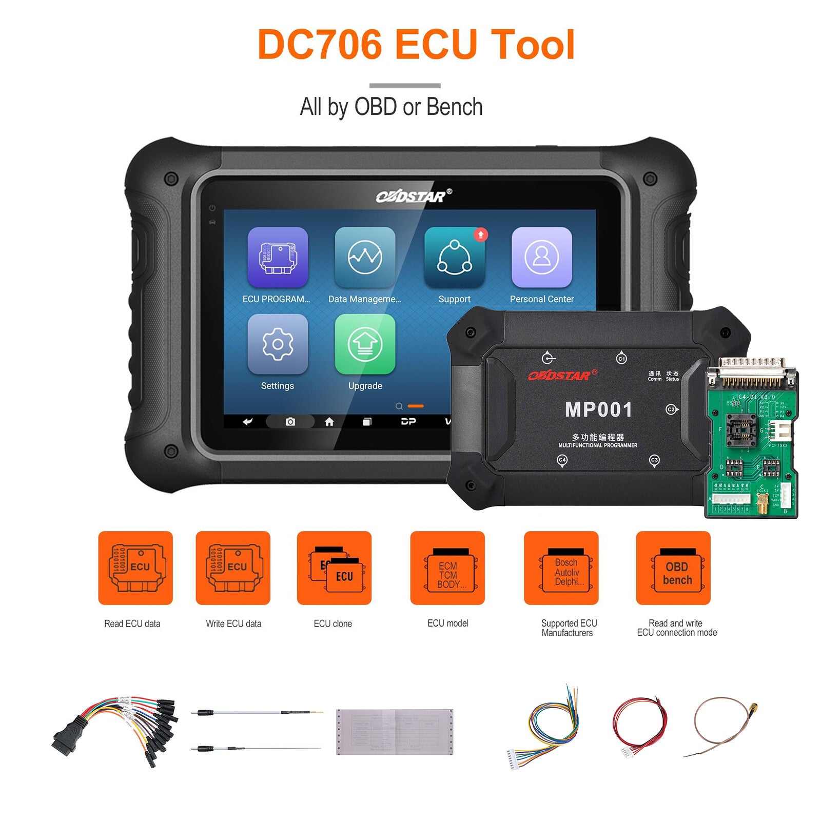 OBDSTAR DC706 ECU EC/M Tool Full Version For CarMotorcycle +MP001 Progarmmer
