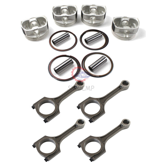 4x Connecting Rod 23510-25240 w/ Engine Pistons Rings Fit for Hyundai for Kia Sonata