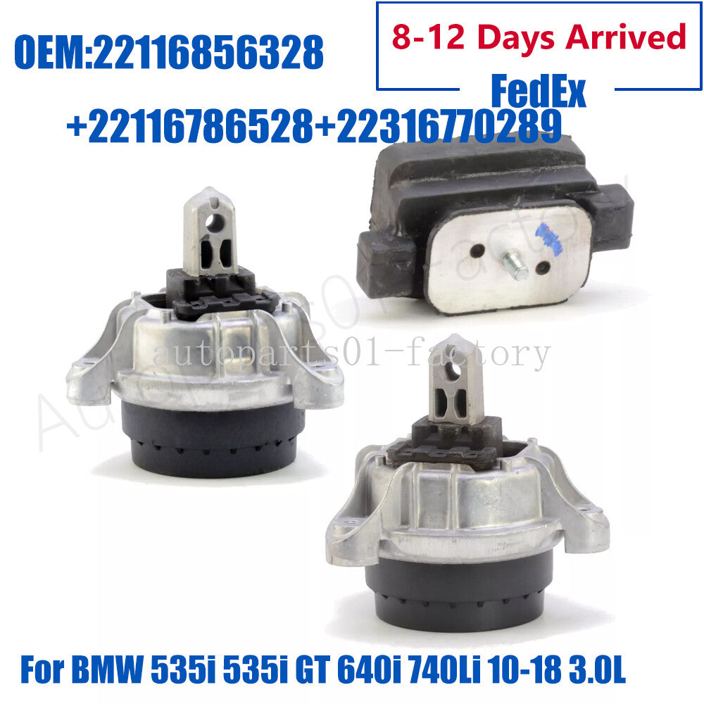 3PCS Motor  Trans Mount Set for BMW 535i 535i GT 640i 740Li 2010-2018 3.0L