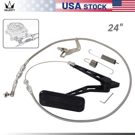 Universal Gas Pedal +24 SS Throttle Cable Bracket Spring Kit Hot Rod for Chevy for Ford