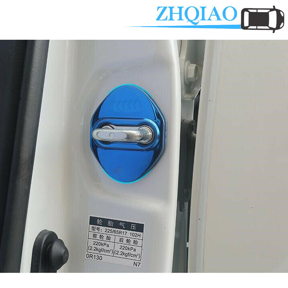 4pc Blue Stainless Steel Car Door Lock Buckle Cover Trim Fit for Toyota for Corolla 2020
