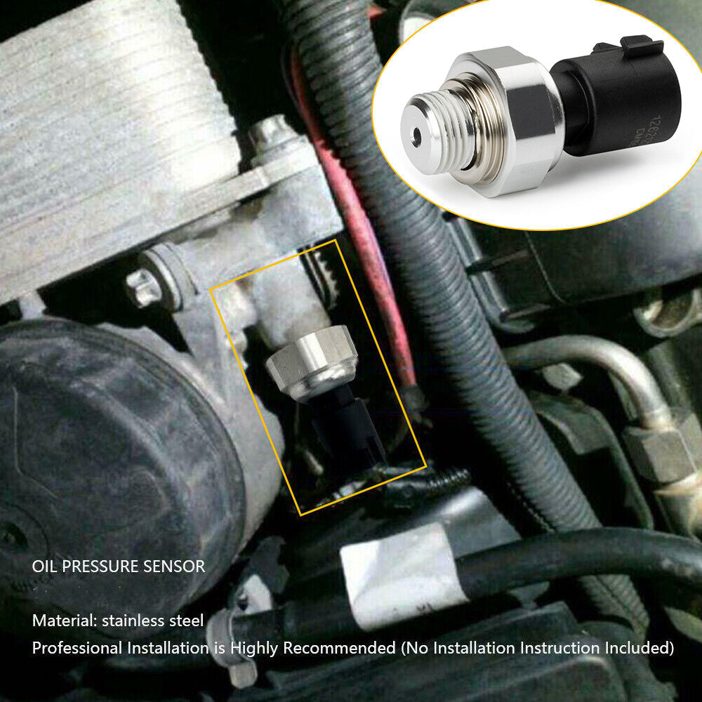 The oil pressure sensor is suitable for Chevrolet Silverado 1500, 2500, Suburban 1500 5.3L, and Tahoe 6.0L.