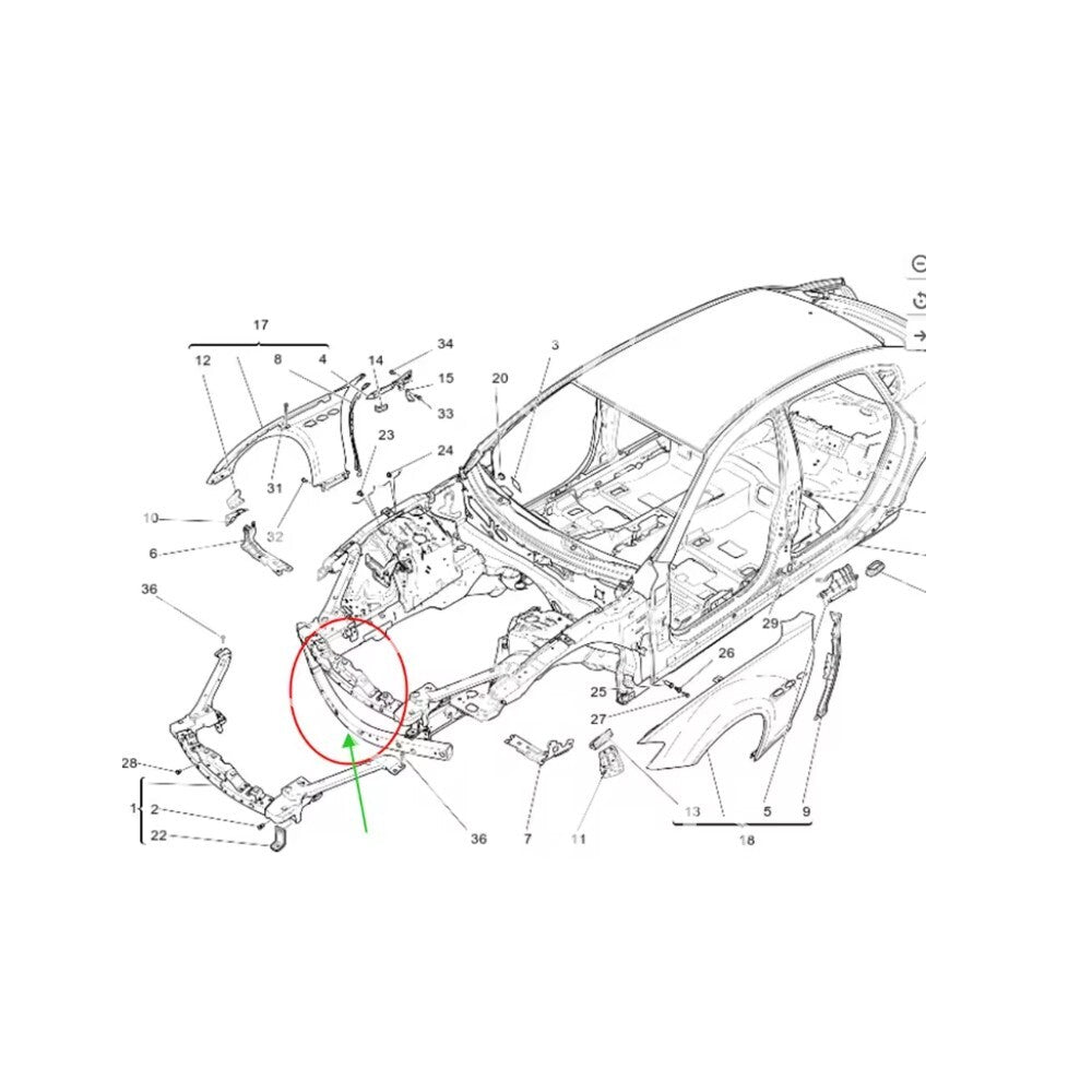 Suitable for Maserati Quattroporte front bumper cross-shaped bumper, skull design 673006239