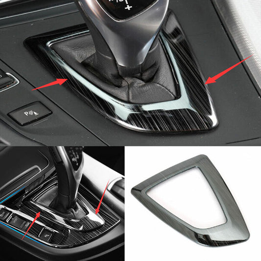 Black Steel Middle Console Gear Shift Panel Trim for BMW 3 4 Series GT 2013-2019