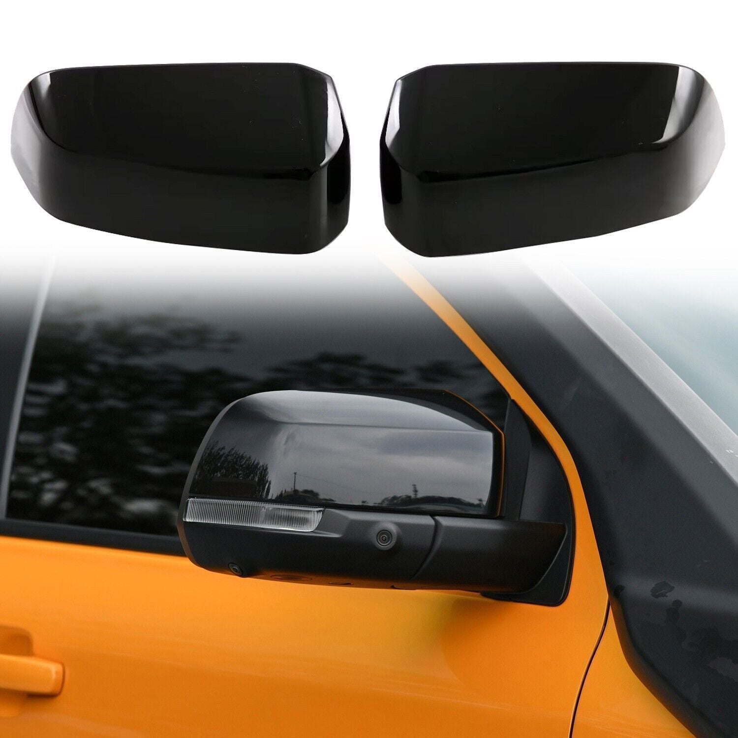 for Ford Ranger 24-2025 ABS Rearview Side Door Mirror Cover Trim Glossy Black 2X