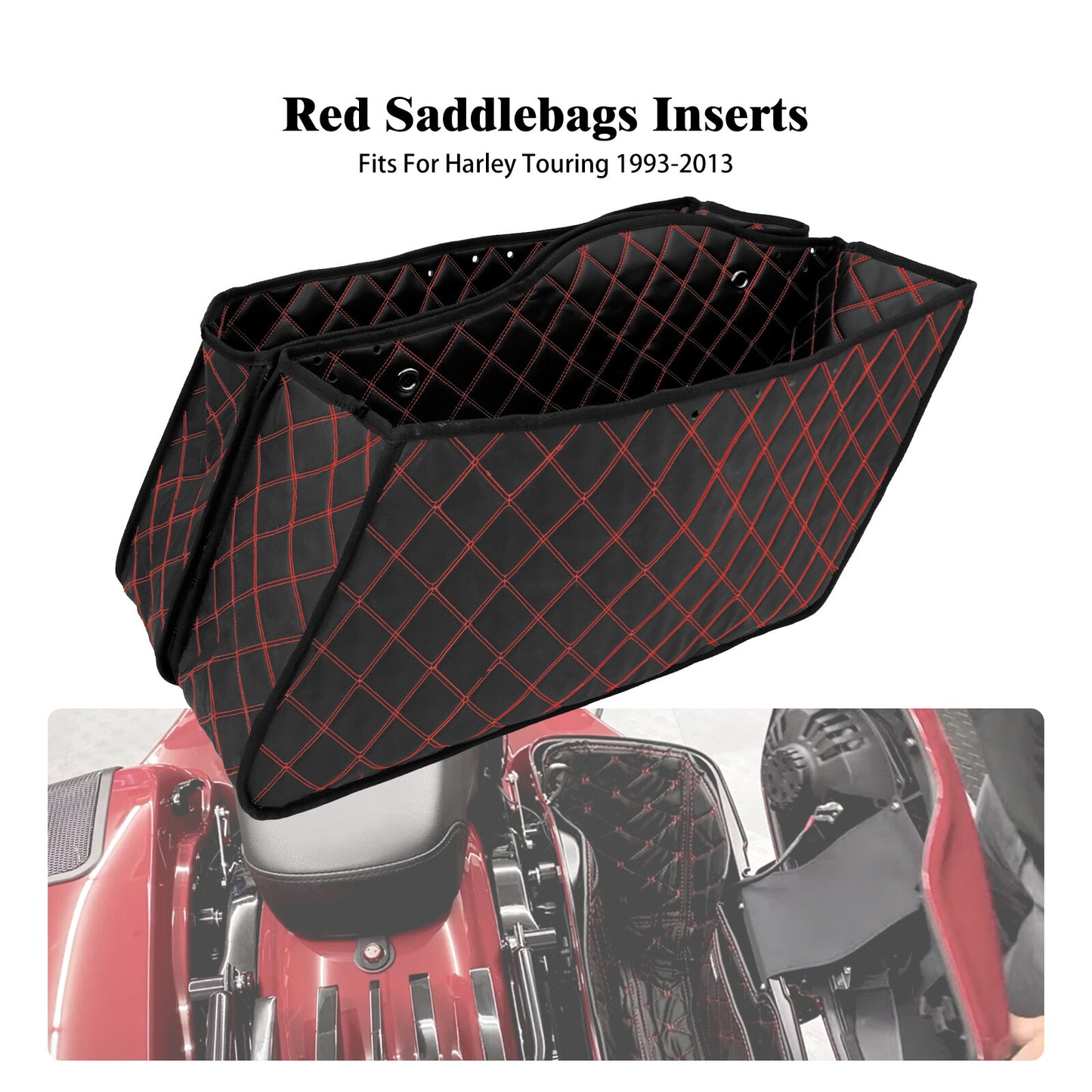 Saddlebag Red Liners Stretched Bag Inserts for Harley Road Street Glide 93-2013