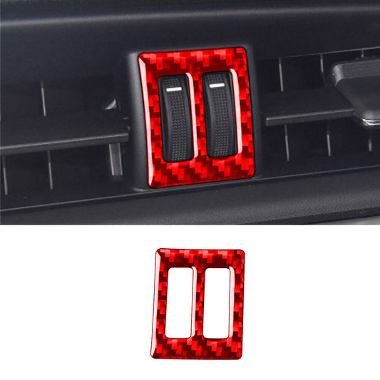 Red Carbon Fiber Central Air Outlet Vent Switch Cover For T@yota for Corolla 2014-18