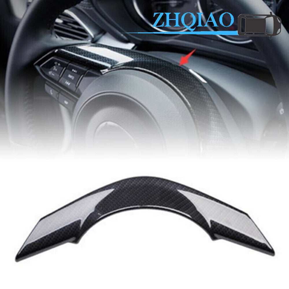 Carbon Fiber Steering Wheel Decor Cover Trim Fit for Mazda CX-5 CX5 16-18