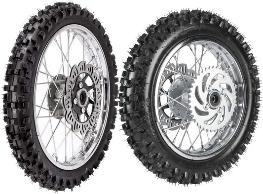 80/100-12 and 60/100-14 front and rear tire rims are suitable for SSR 125cc and 110cc Pit bicycles.