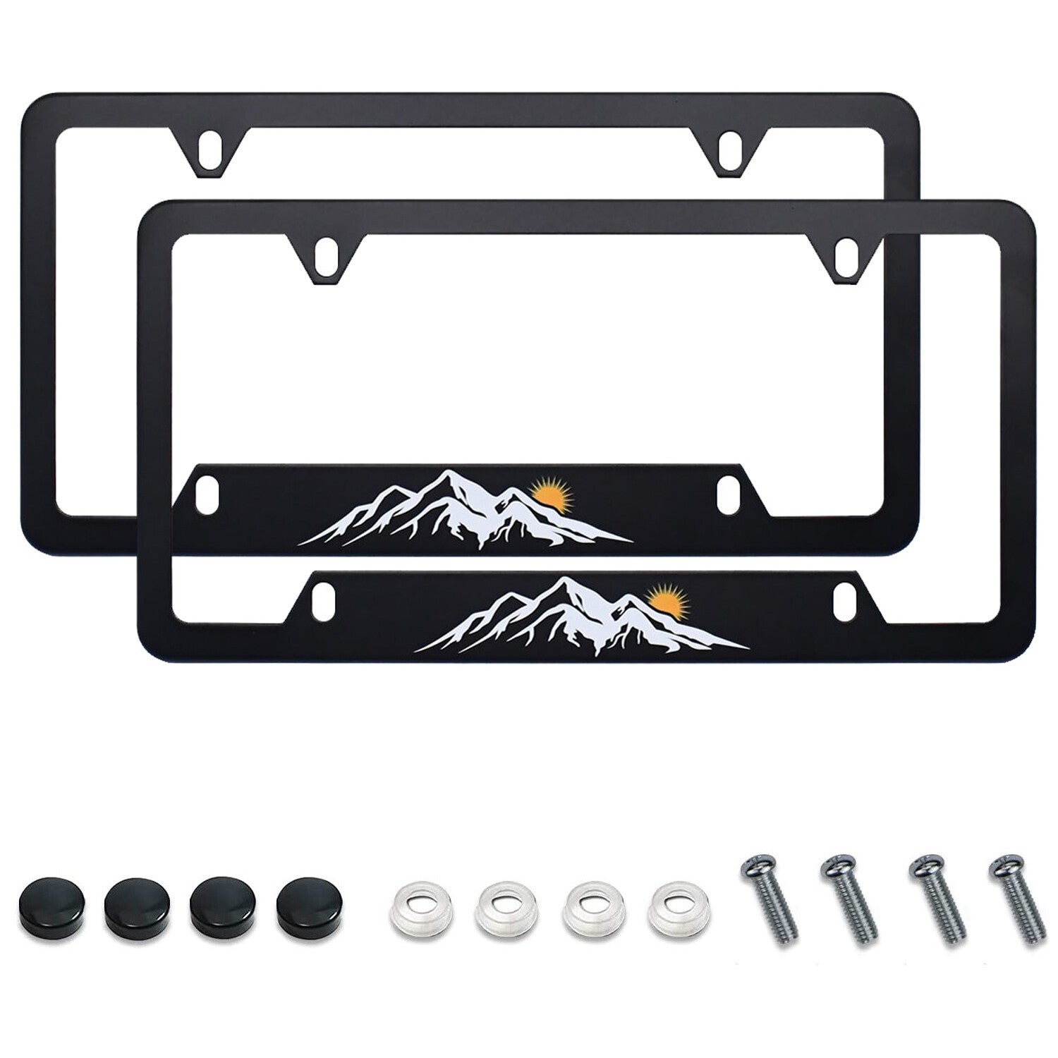 2x  for ford  Accessories Snow Mountain & Sun Raised License Plate Frame Covers