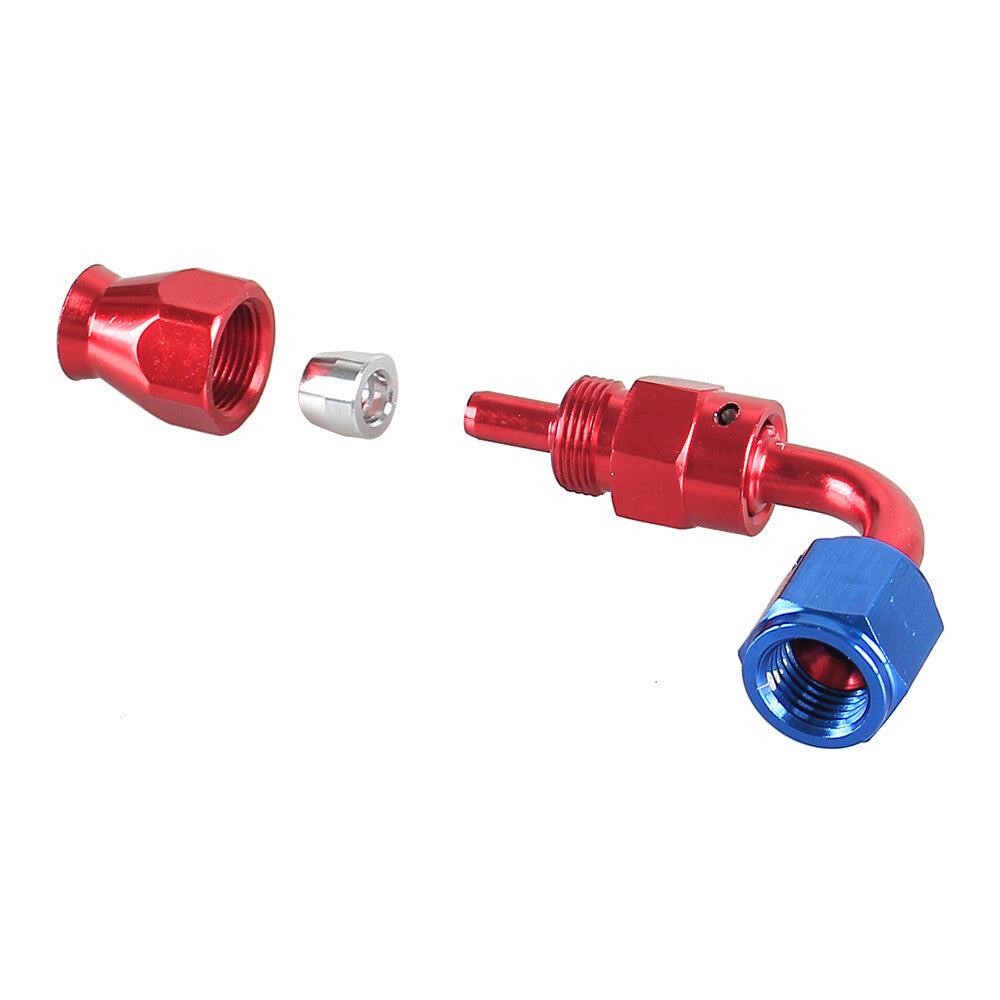 6AN PTFE Hose End Fittings 90 Degree Aluminum Swivel AN6 For PTFE Hose Only Red