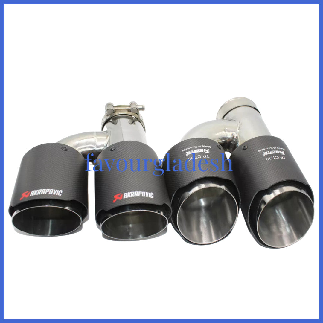 2PCS: ID:2.5 (63mm) OD:3.0 (76mm) Akrapovic Carbon Fiber Exhaust Tip Dual Pipe