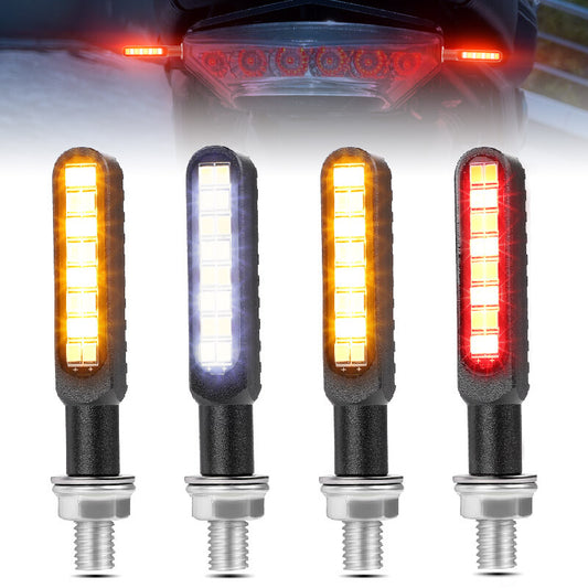 4X Front+Rear Motorcycle LED Turn Signal Flowing Blinker Brake Running Light DRL