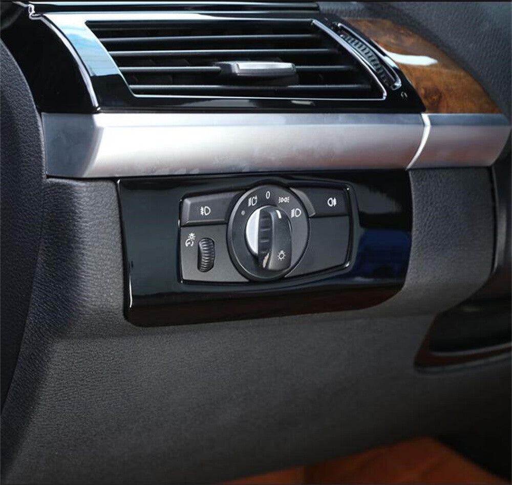Black ABS Interior Headlight Switch Button Cover for BMW X5 E70 X6 E71 2008-2013