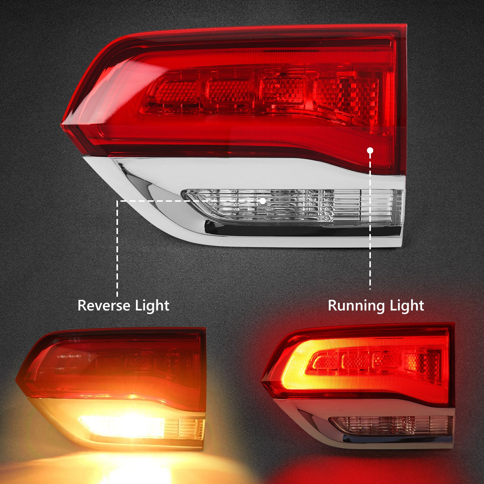 Applicable to for Jeep Grand Cherokee 2014-2018: Rear inner taillights, passenger side (RH)
